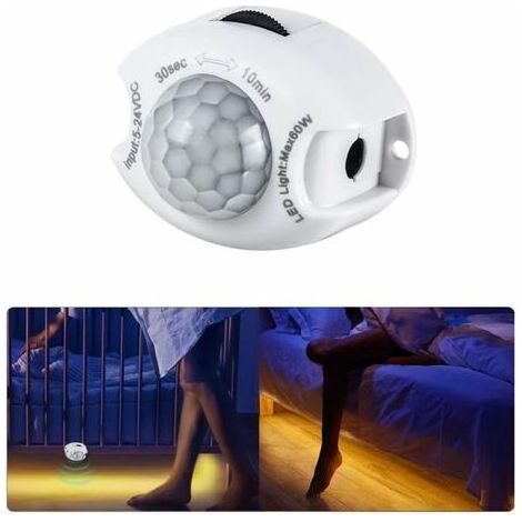DC 5V 24V Motion Sensor Light Switch Motion Detector Activate Timer Auto PIR Motion Sensor Light (Lightbar and plug-in power supply not included) (1/4)