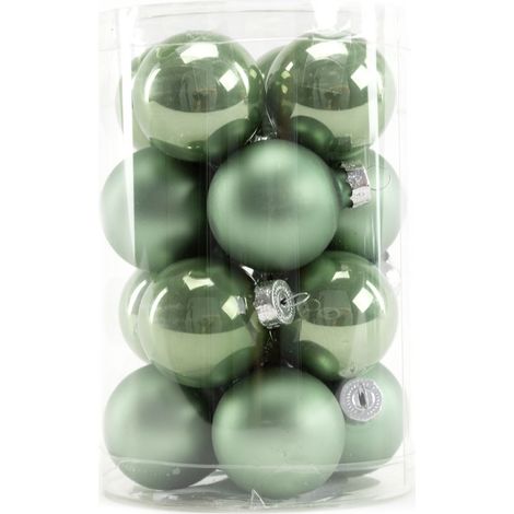TrendLine Weihnachtskugeln Mini Glas Ø35mm salbeigrün 16 Stk. Christbaumschmuck (1/3)