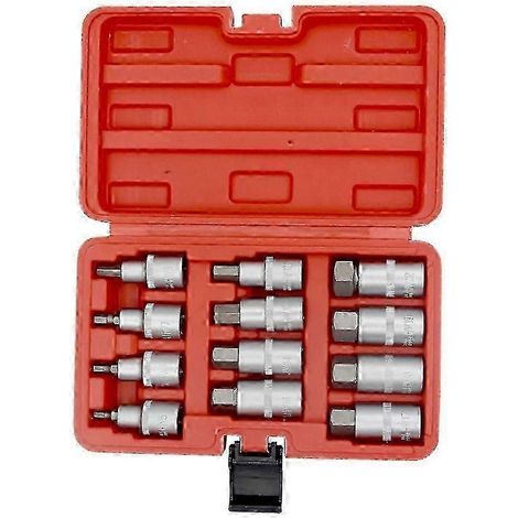 Jeu de 12 douilles hexagonales inviolables à impact 1/2 pouce, acier au chrome-vanadium, argent, H5 H6 H7 H8 H10 H12 H14 H16 H17 H18 H19 H22 (1/5)