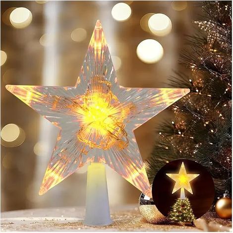 Étoile de Noël Lumineuse LED - Cime de Sapin - Plastique ABS - Éclairage Doux - Transparent (1/4)