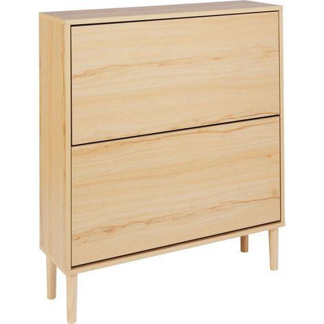 Beliani – Meuble à chaussures 2 compartiments – Panneau de particules et bois d'hévéa – Dimensions 80x24x90 cm – Capacité jusqu'à 12 paires (1/5)