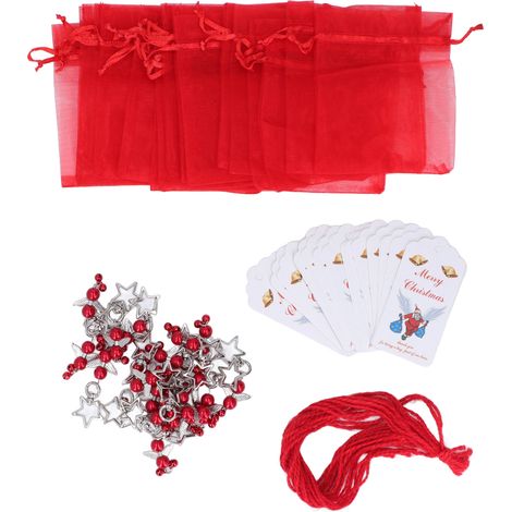 20 Pièces Clés Porte-clés Étoile de Noël, Décorations de Sapin Exquises, Cadeaux Festifs pour Maison et Fêtes en Rouge (1/5)