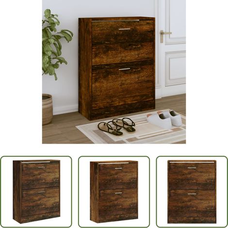 Schuhschrank Räuchereiche -  Schuhschrank Räuchereiche 63x24x81 cm Holzwerkstoff (1/5)