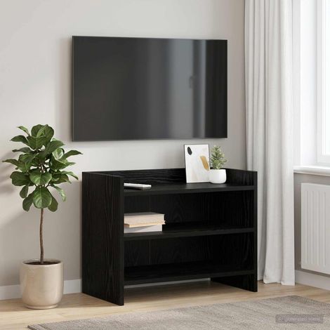 Meuble TV avec rangement 2 étagères en bois d’ingénierie chêne noir 60 x 33 x 47 cm - PANGIVO (1/5)