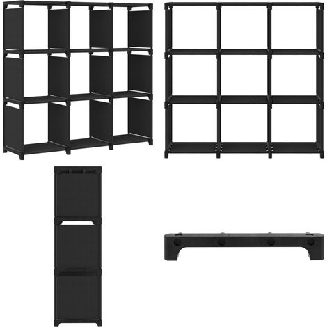 Würfelregal mit 9 Fächern Schwarz 103x30x107,5 cm Stoff - Bücherregal - Wohnwandregal - Stauraum - Textilregal - Garderobe - Home & Living (1/5)