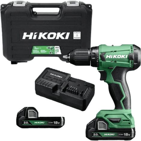 Hikoki – Perceuse-visseuse sans fil 18V avec 2 batteries 2.0Ah – Moteur Brushless compact – 20 niveaux de couple – Longueur 173 mm
