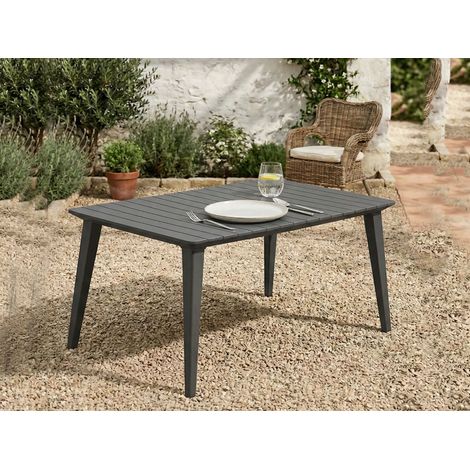 Dmora - Gartentisch Secondo, Picknickbasis, Garten-Esstisch, Mehrzweck-Außenbank, 157x98 h74 cm, Anthrazit (1/4)