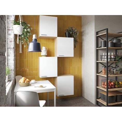 Oberschrank Hängeschrank Küche 4 Stück 50 cm Eiche Sägerau Weiß Merle Respekta (1/5)
