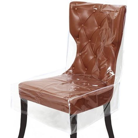 Lot de 2 housses de chaise de salle à manger en plastique transparent en PVC - Imperméables - Anti-poussière et anti-rayures - (1/5)