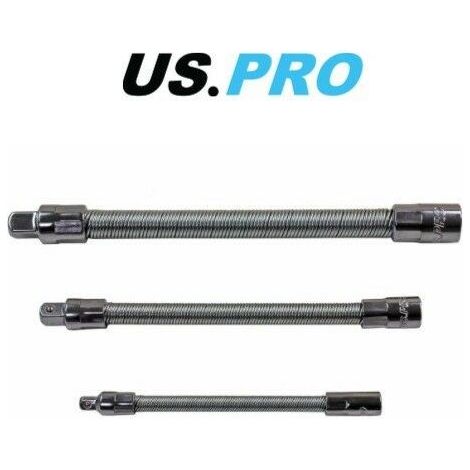 US PRO 3 Piece Flexible Extension Bar Adaptor Set - 1/4" 3/8" 1/2" Drives 4144 (1/2)