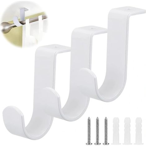 Filiyano-Supports de tringle à rideaux réglables en acier inoxydable, fixations murales avec vis pour chambre à coucher - Blanc (1/5)