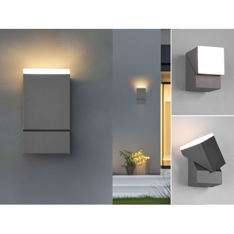Schwenkbare LED Außenwandleuchten - 2er Set, Höhe 16cm, Anthrazit (1/5)