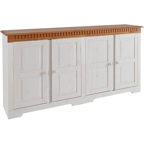 LisaBuffet avec 3 portes en pin laqué blanc (1/5)