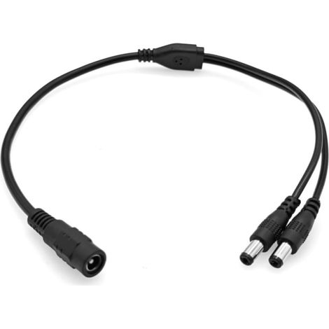 Câble répartiteur d'alimentation CC, 12V CC, 5,5 x 2,1 mm, 1 Femelle vers 2 mâles, Adaptateur répartiteur d'alimentation à 2 Voies pour caméras de vidéosurveillance, Rubans LED, routeurs (1/5)