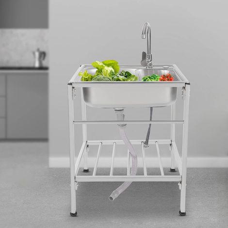 Küchenspüler Edelstahl Mobilspüler Einzelschale Spüler Einzelschale Waschbecken, 60  45  75cm