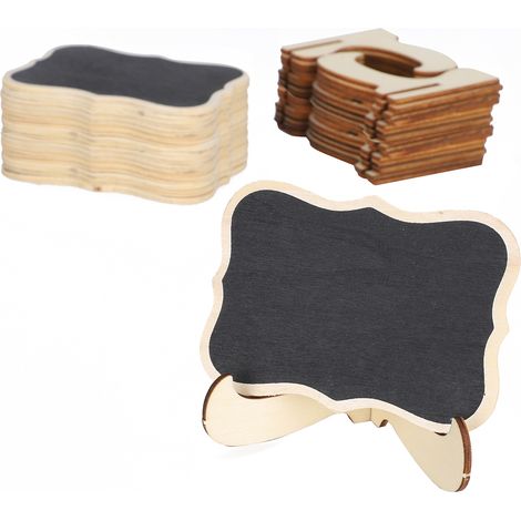 Lot de 2 mini-tableaux noirs en bois pour marque-places, décoration de mariage, artisanat, présentoir. (1/5)