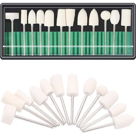 Têtes de Polissage, 12 PCS Roue de Polissage en Laine, Accessoires de Polissage de Meule de Polissage avec Tige Métal Pour Accessoires Dremel Outils Rotatifs (1/5)