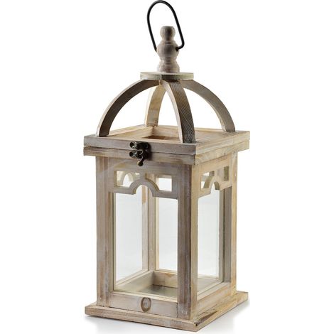 LOKKE Lanterne en bois 16x16x26 cm Décoration élégante et stylée (1/4)