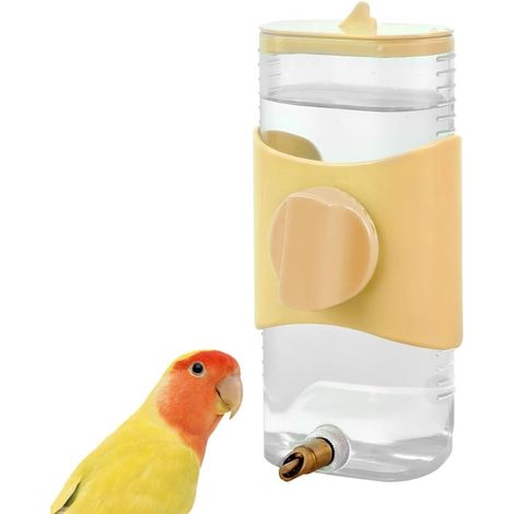 1 Abreuvoir Automatique, Bec Allongé 3,5cm, Bouteille Transparente 280ml, Fixation Crochet, Pour Cage Oiseaux