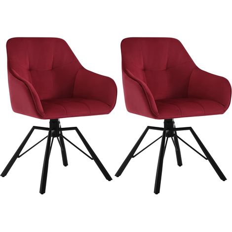 WOLTU 2x Sedia per Sala da Pranzo Girevole a 360°, Poltroncina in Velluto , Bordeaux (1/5)