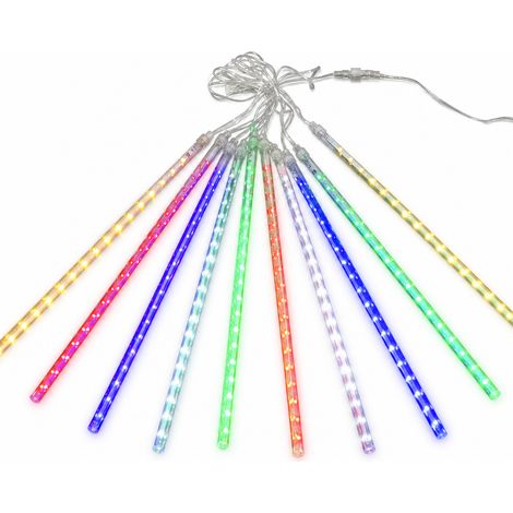 Guirlande LED Pluie de Météores Multicolore Étanche pour Extérieur, Décoration de Noël, 10 Tubes (1/5)