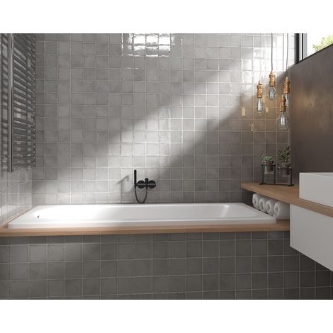 Faïence effet zellige ALTEA 10x10cm Gris - Brillant - boîte de 0.50 m2