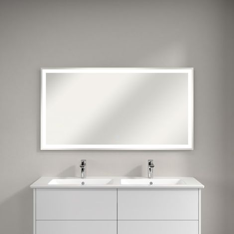 Villeroy & Boch Finero Badspiegel mit umlaufendem LED-Lichtband in den Maßen 130 x 70 cm (1/5)