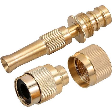 Brass Metal Twist Garden Hose Nozzle Heavy Duty Adjustable Power Spray for High Pressure Spraying with 1/2” Standard Threading (1/5)