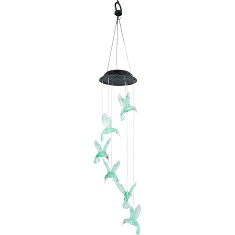 Vogel-Windspiel im Kolibri-Stil, bunte Solarleuchten, ABS-Garten-Windspiel für Terrasse, Garten, Schlafzimmer (1/5)