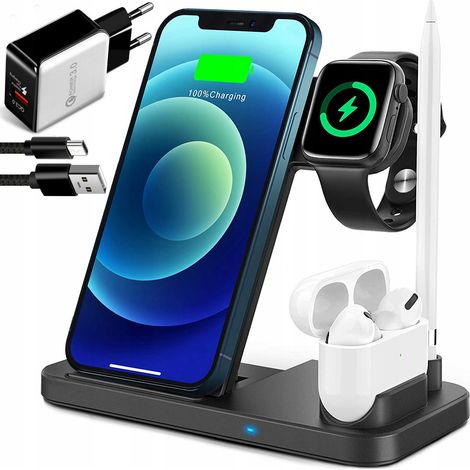 Caricabatterie induttivo MagSafe 4 in 1 per iPhone 11 12 13 14 15 16 e Apple Watch (1/5)