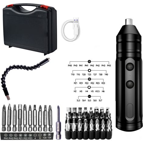Tournevis électrique sans fil sans balais 45 pièces, perceuse rechargeable pour usage domestique (1/5)
