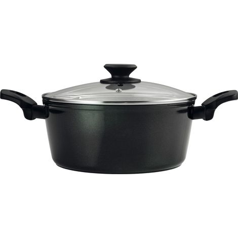 FAGOR Vivant Casserole Induction 20cm Aluminium Forgé, Antiadhésif sans PFOA, Couvercle Verre Noir (1/4)