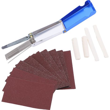 Gitarrenfeilen-Set mit Knochensattel- und Stegschleifpapier, Zubehör-Werkzeugset für die Selbstwartung (1/5)