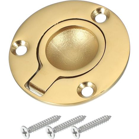Poignée encastrée de 5 cm (2 po) — Poignée de porte ronde encastrée en acier inoxydable 316, loquet de trappe dissimulé — Vis incluses — Convient aux applications marines, nautiques et d'ameublement — (1/5)