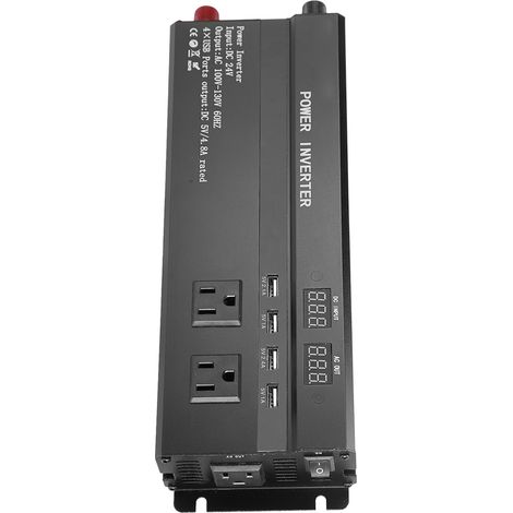 Convertisseur solaire haute puissance 3000W/4000W/5000W pour voiture (12V/24V vers 110V) - Noir (1/5)
