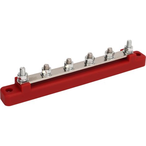 6-poliger M6-Stromverteilerblock, 150 A DC 12–48 V Verteilerleiste für Auto/Boot, rot (1/5)