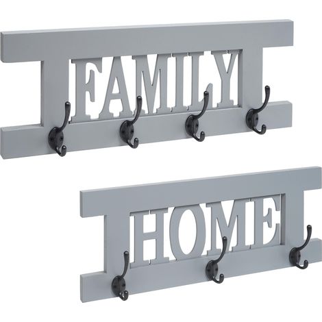 Serie Vintage set 2x appendiabiti guardaroba HHG-987 Family Home grigio blu