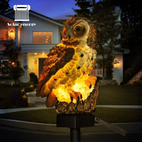 Lampe solaire LED de jardin flamant rose hibou, lampe de pelouse étanche, éclairage extérieur, veilleuse décorative pour la maison et le jardin. (1/5)