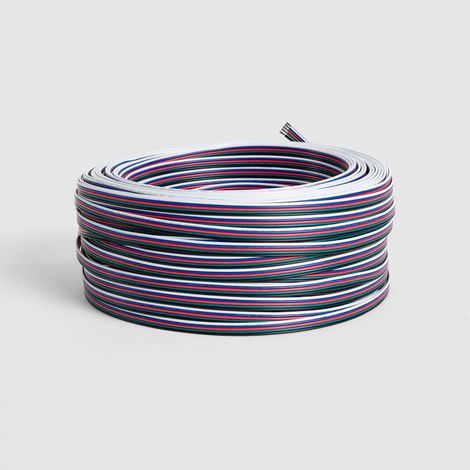 Rouleau 100m Gaine Câble Électrique Plat 0.5mm² pour Ruban LED  5P