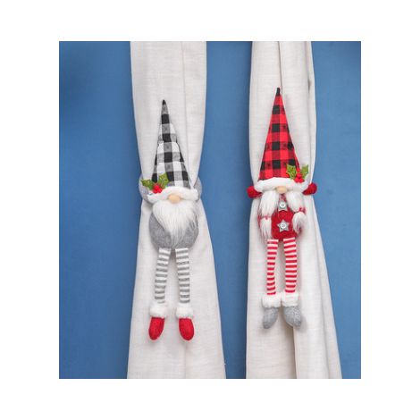 Attache-rideaux de Noël, boucles de fixation pour rideaux, lot de 2 pièces, décorations de fenêtre en forme de lutin Mr et Mrs, accessoire de décoration intérieure pour la maison (1/5)