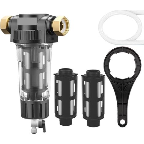 Système de filtre à eau Pré filtrer les sédiments de toute la maison, préfiltre central de filtre à eau, système de purification à contre-courant en acier inoxydable ( Color : Host and 3x Filter , Siz (1/5)