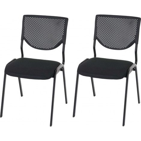 Juego de 2 sillas ergonómicas para visita de oficina negra, pies negros BUR04048 (1/4)