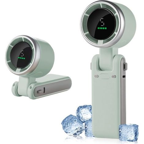 Ventilatore portatile ricaricabile con schermo LED,ricaricabile tramite USB,ideale per ufficio e viaggi (verde)