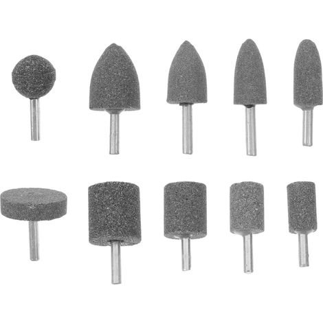 Lot de 10 set de Embouts de Meulage en Corindon Brun Têtes Cylindriques et Coniques pour Meuleuse Électrique Meules Abrasives Rotatives Polyvalentes pour Polissage Meulage et (1/4)