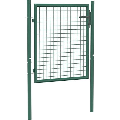 Portail de Clôture  Porte Portillon Portail de jardin Acier 100x75 cm Vert 37811