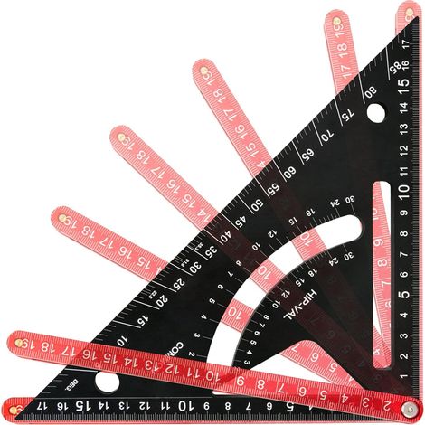 Zimmermannswinkel, Holzbearbeitungswerkzeug, Dreiecklineal, Gehäuse aus Aluminiumlegierung, gerade Kante, Präzisionsmarkierungshilfe, Rahmenausrichthilfe, 196 x 196 mm (1/5)