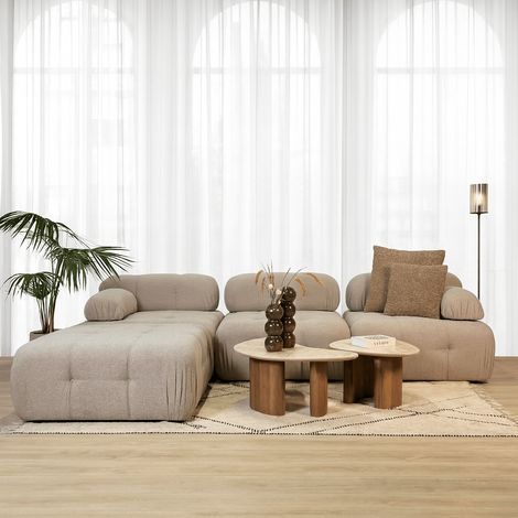 Modulares Sofa 3-Sitzer mit Ottomane Doblo Beige