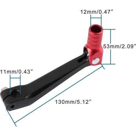 Motorcycle gear shift lever compatible with Bosuer Apollo air-cooled/water-cooled 250cc black lever with red head. (1/4)
