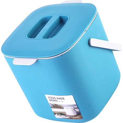 Poubelle de bureau portable avec compartiments séparés pour déchets humides et secs, petite poubelle avec couvercle et poignée, idéale pour la voiture, la cuisine ou la chambre (bleu clair). (1/5)