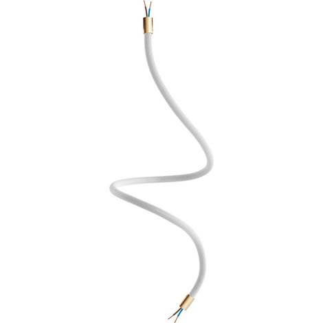 Creative-Cables Kit Creative Flex tubo flessibile di estensione (90 cm di lunghezza, Ø 10 mm) – Rivestimento in tessuto RM02 argento e finiture bronzo satinato – Con terminali metallici e accessori